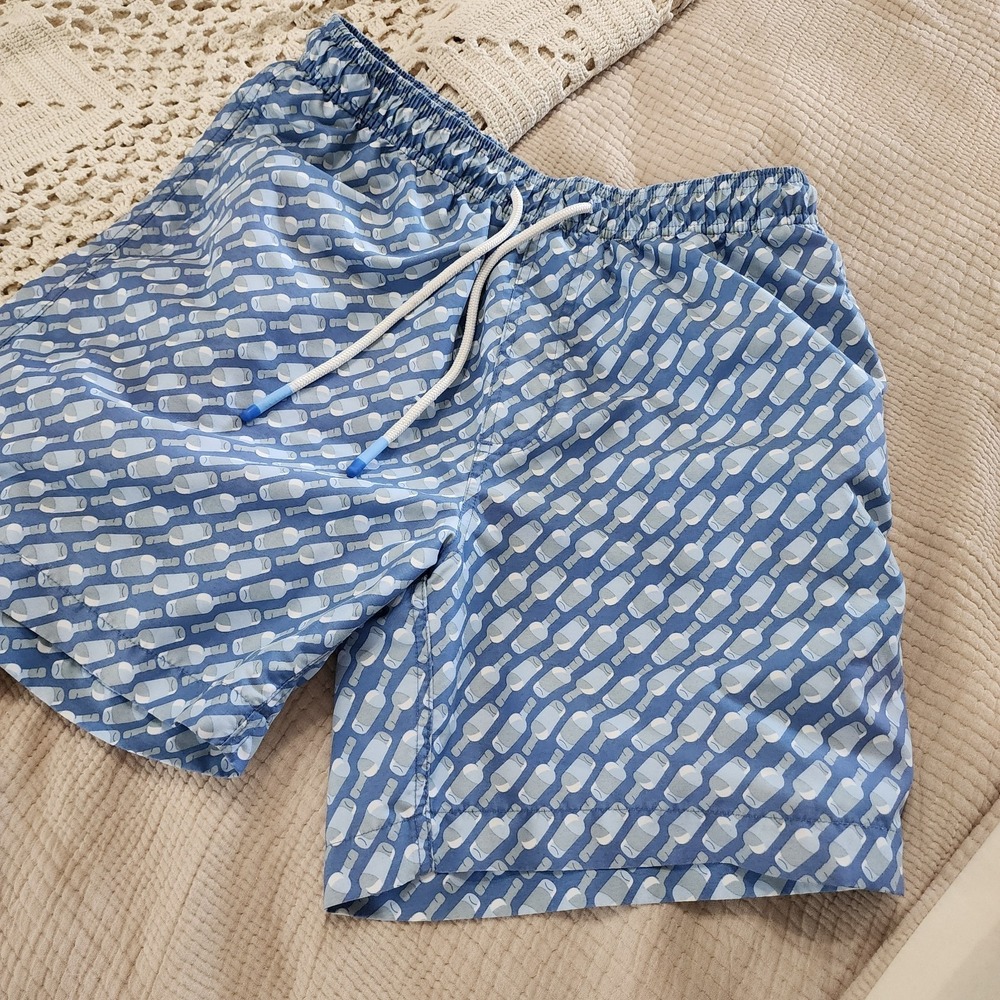 Southern Tide Mens Bottle Print Swim Trunks Preppy Dapper Elevated Size Small‎